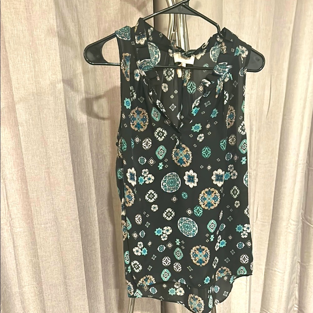 Laundry By Shelli Segal‎ Blue Sleeveless Ruffled Blouse